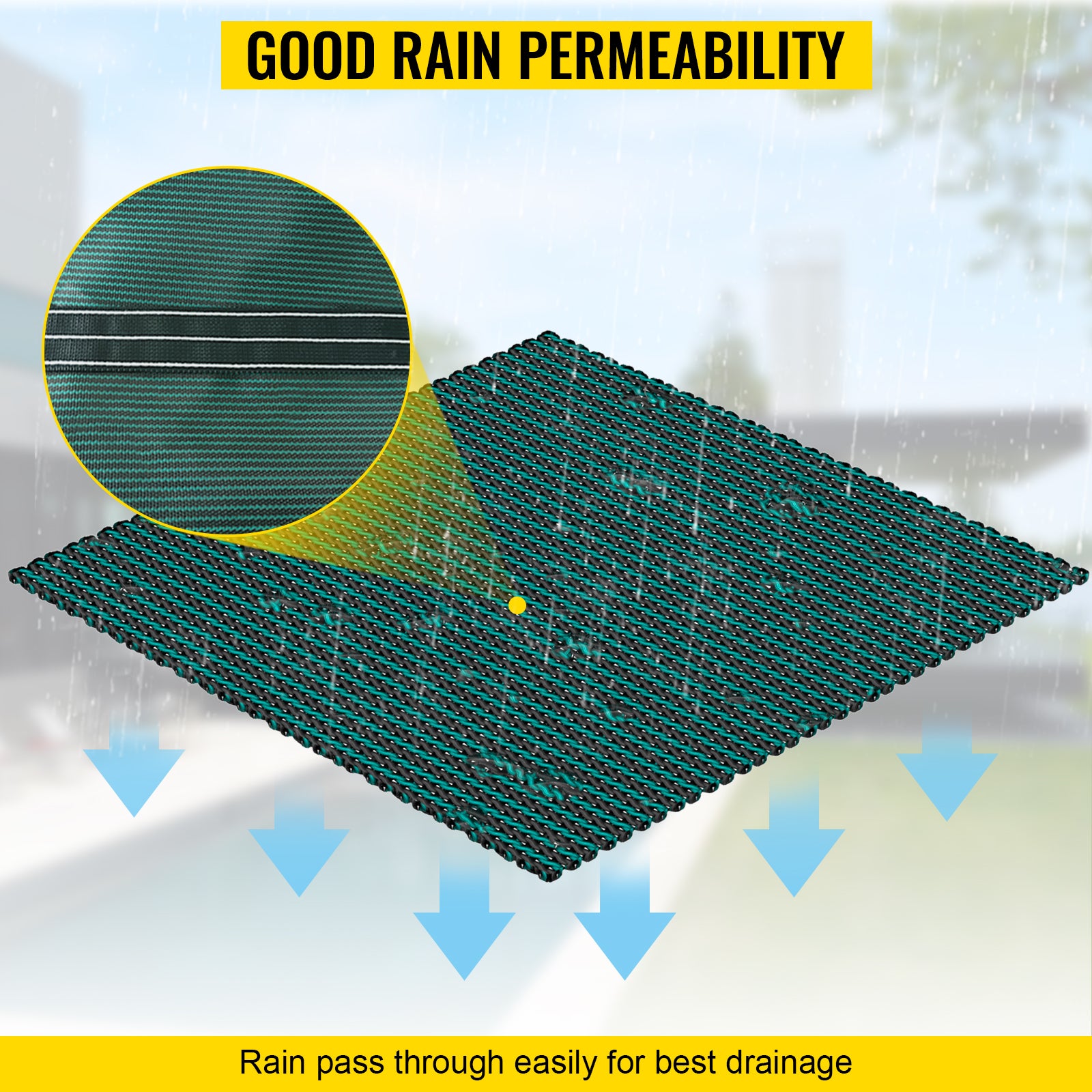 SucceBuy Pool Safety Cover Rectangle Inground Pool Cover Green Mesh Solid Pool Cover For Winter Safety Swimming Pool Cover