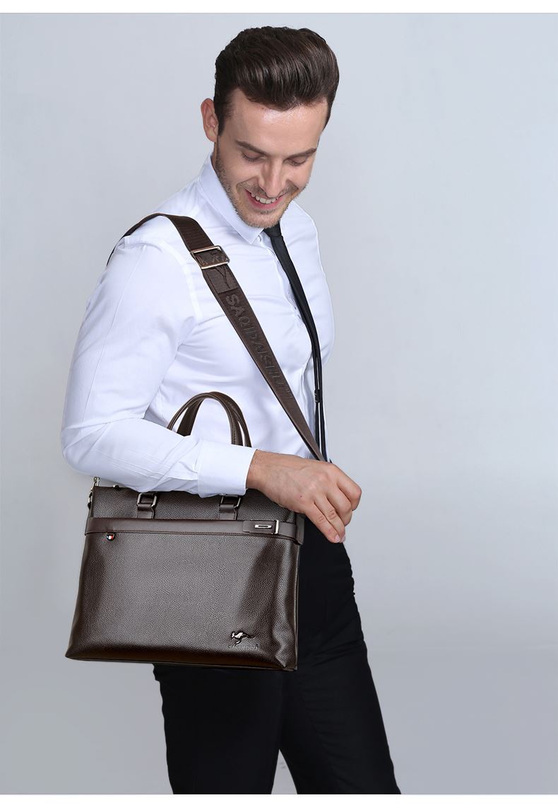 Men's Bag Genuine Leather Men Briefcase for Laptop 14 Messenger Men's Leather Bag Business Portfolio for Document A4