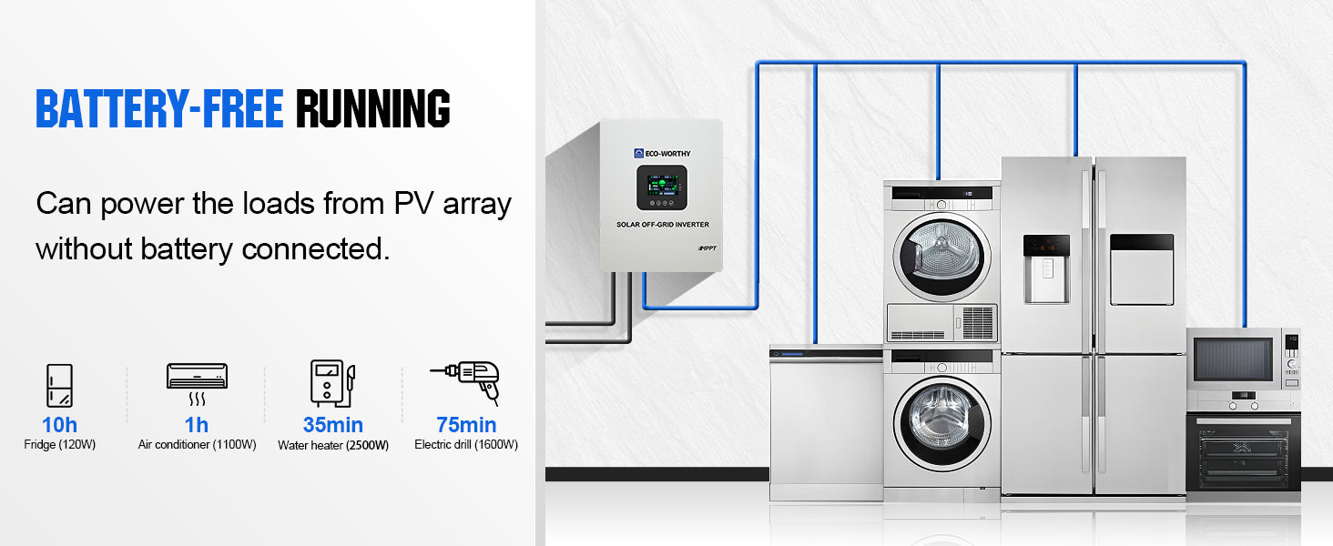 ECO-WORTHY UL1741 5000W 48V Solar Inverter Charger 48V DC to 120V AC,Inversor Solar Built in 100A MPPT Solar Charge Controller