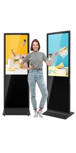 65 Inch 4K Digital Signage Kiosk Indoor Floor Standing Commercial Monitor Advertising Display LCD Totem with HDMI Input Player