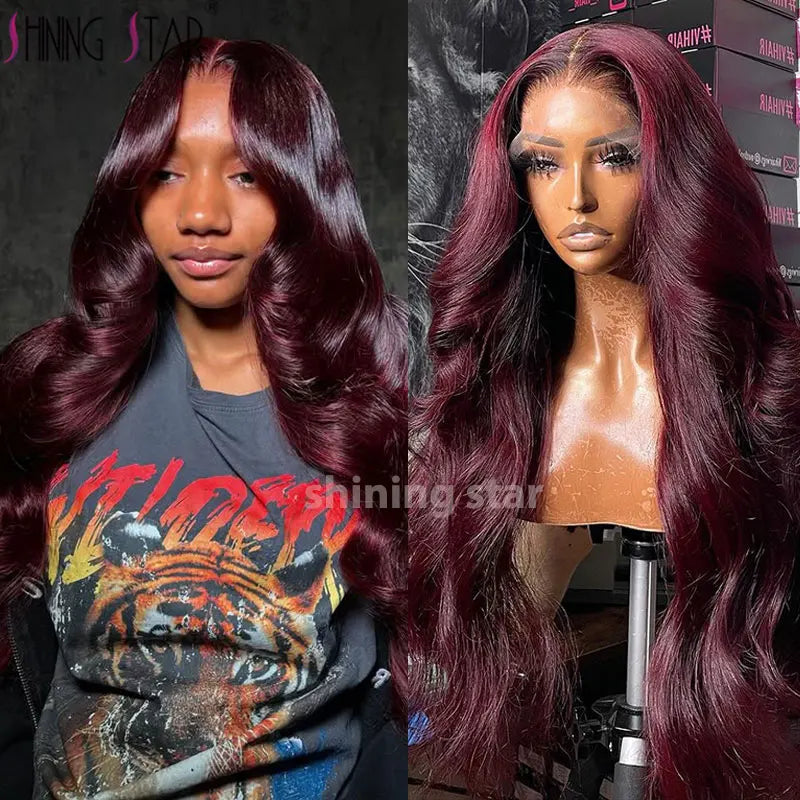13X4 Wear And Go Glueless Lace Frontal Wig Body Wave Colored Burgundy 13X6 Lace Closure Human Hair Wigs Glueless Ready To Wear