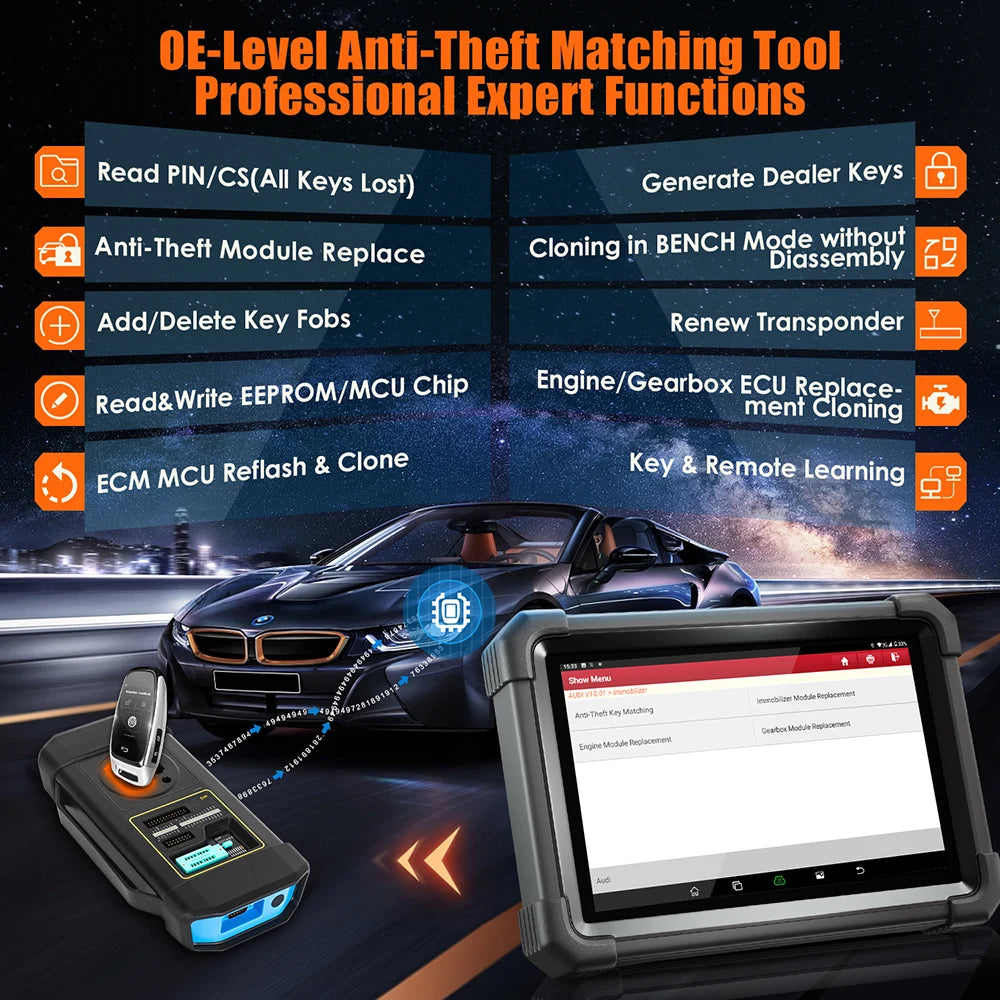 LAUNCH X431 IMMO Plus OBD2 Diagnostic Tools X-PROG 3 Car Key Programmer Anti-Theft Programming Auto Scanner Immobilizer