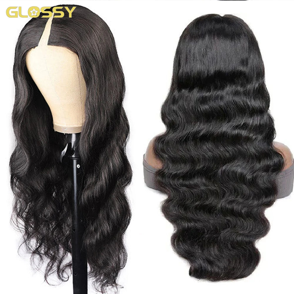 Body Wave V Part Wig 100% Human Hair For Women 250 Density 30Inch No Leave Out Glueless U Part Water Wave Brazilian Wigs On Sale