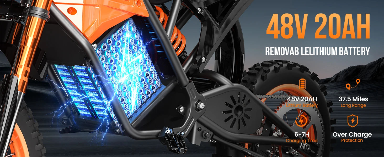 48V Electric Dirt Bike for Adults/Teens,3000W Peak Power Electric Motorcycle for Adults, 37.5MPH Top Speed & 60 Miles Long Range