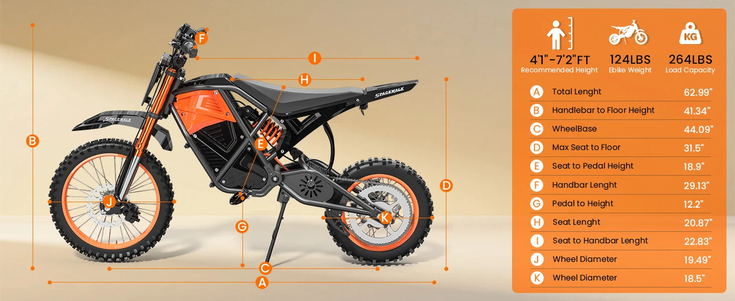 48V Electric Dirt Bike for Adults/Teens,3000W Peak Power Electric Motorcycle for Adults, 37.5MPH Top Speed & 60 Miles Long Range