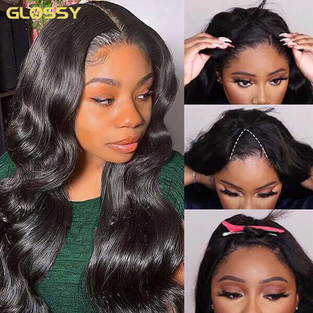 Body Wave V Part Wig 100% Human Hair For Women 250 Density 30Inch No Leave Out Glueless U Part Water Wave Brazilian Wigs On Sale