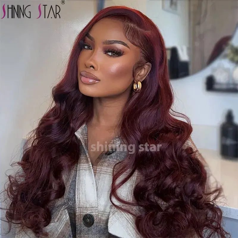 13X4 Wear And Go Glueless Lace Frontal Wig Body Wave Colored Burgundy 13X6 Lace Closure Human Hair Wigs Glueless Ready To Wear