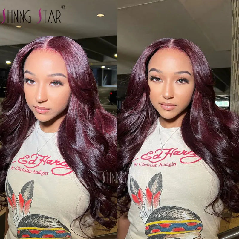13X4 Wear And Go Glueless Lace Frontal Wig Body Wave Colored Burgundy 13X6 Lace Closure Human Hair Wigs Glueless Ready To Wear