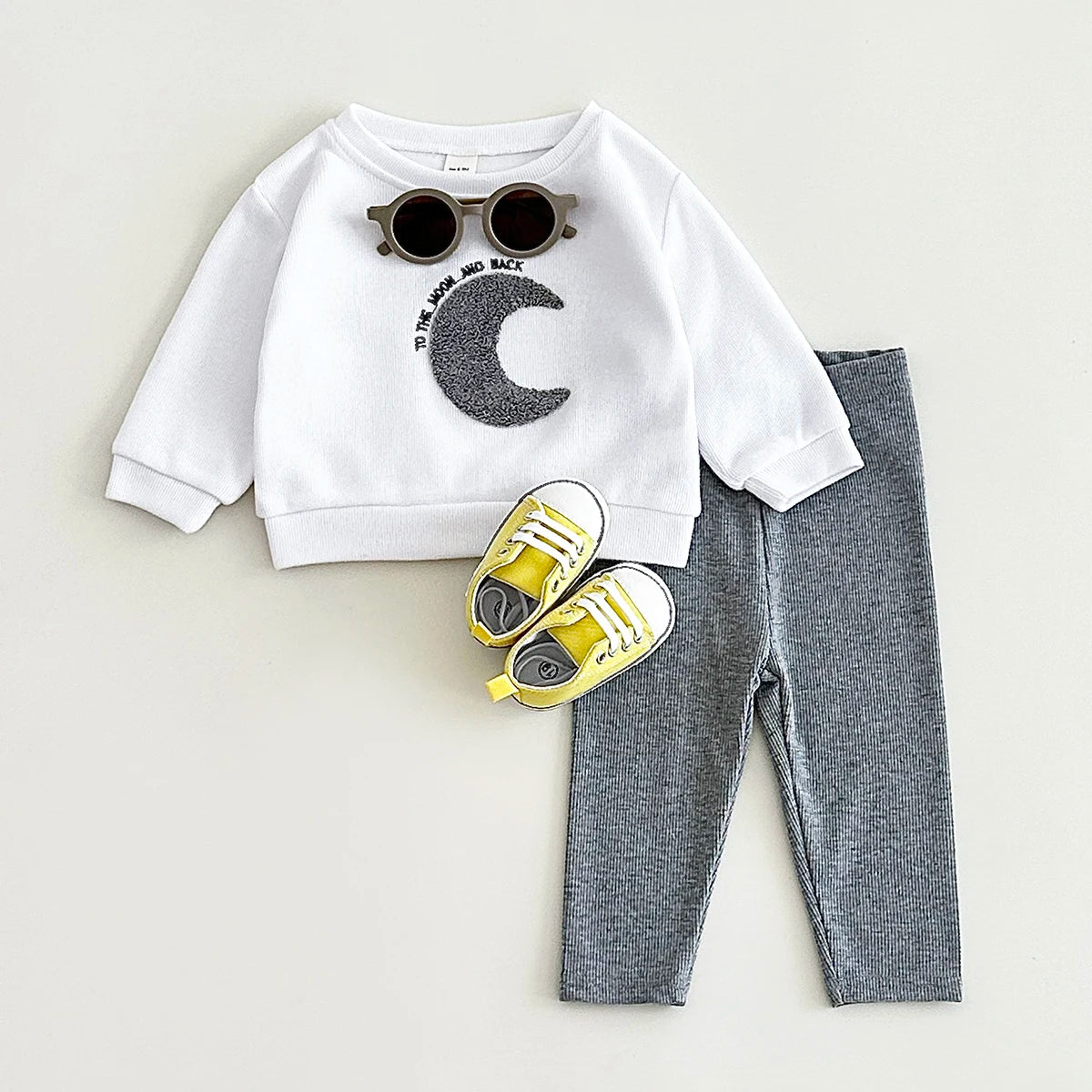 Autumn Baby Clothing Sets Wholesale New Born Infant Casual Sportswear with Spring Cotton Sun Moon Embroidery 2pcs Set