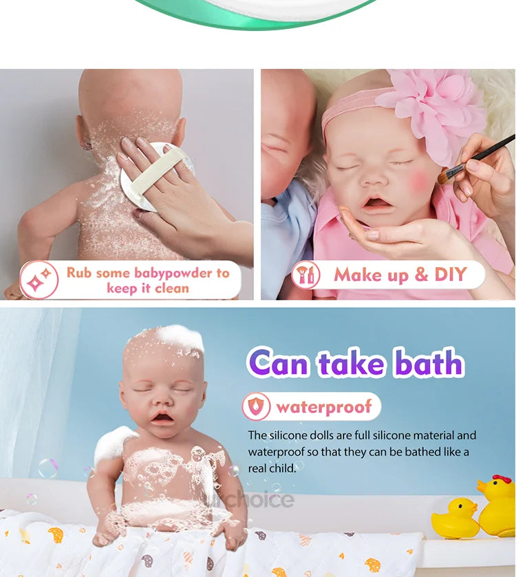 Chubby 20inch Full Silicone Reborn Baby Dolls for Girl Tan Skin Cute New Born Open Mouth Dolls Festival Gifts Age 3+