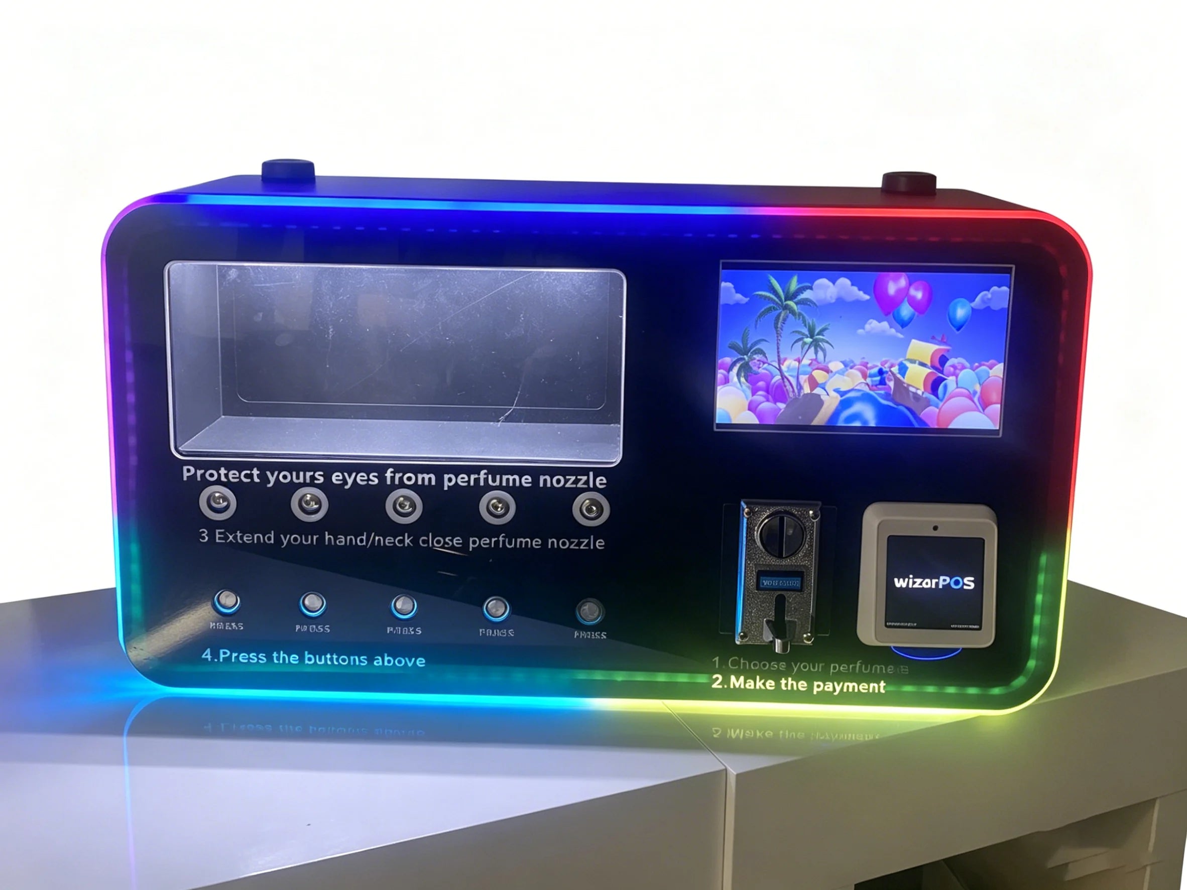 Wall Mounted Automatic Cologne Vending Machine with LED Light Coin and Card Payment Smart Scent Dispenser for Public Bathrooms