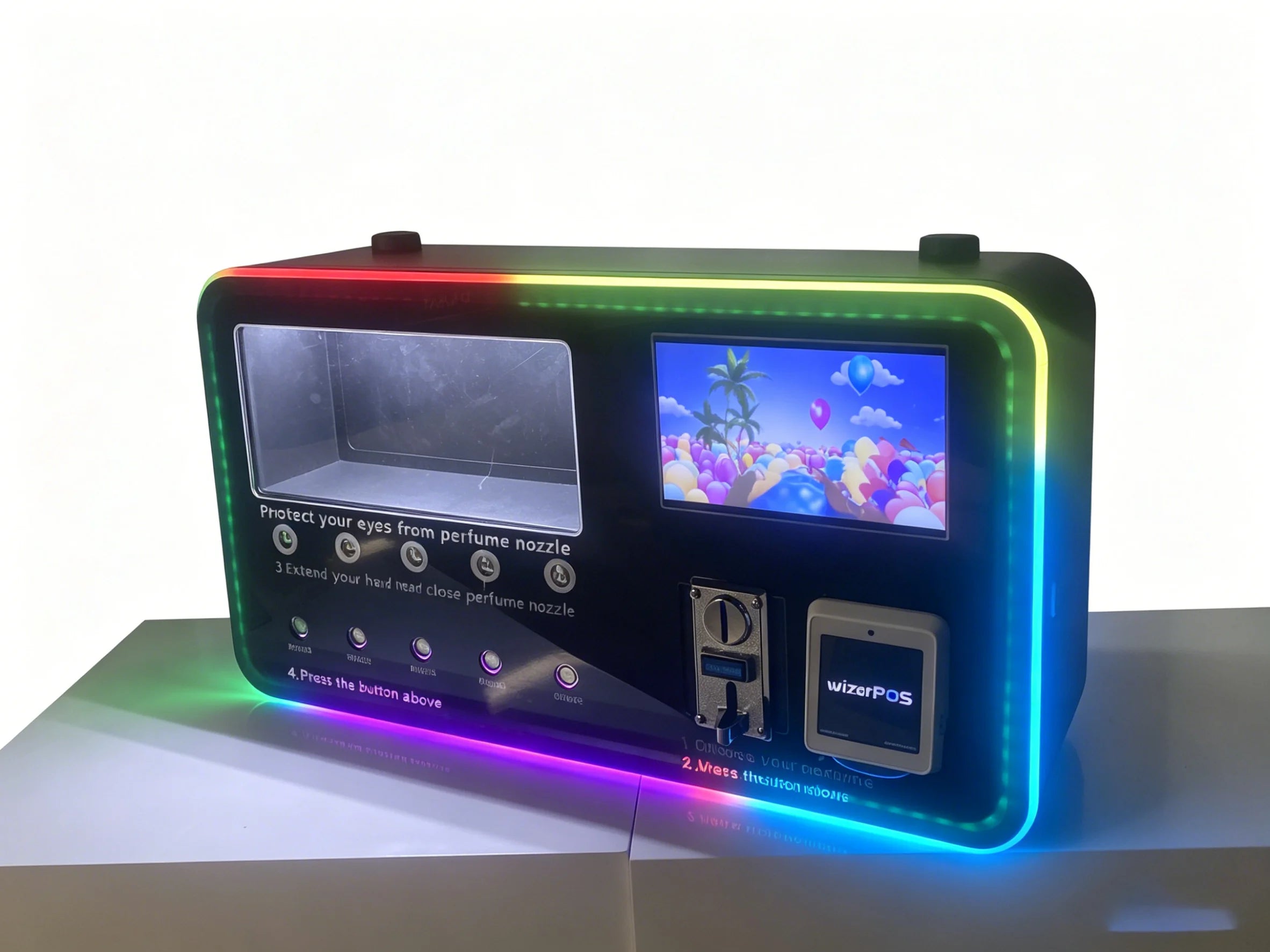 Self Service Perfume Vending Kiosk with WizarPOS Credit Card Payment 5 Scents Selection Automatic Cologne Dispenser for Airport