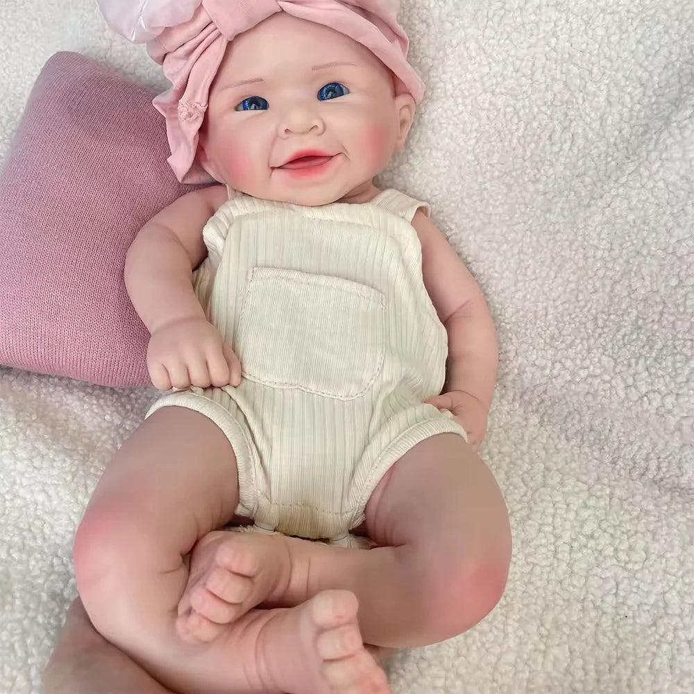 Chubby 20inch Full Silicone Reborn Baby Dolls for Girl Tan Skin Cute New Born Open Mouth Dolls Festival Gifts Age 3+