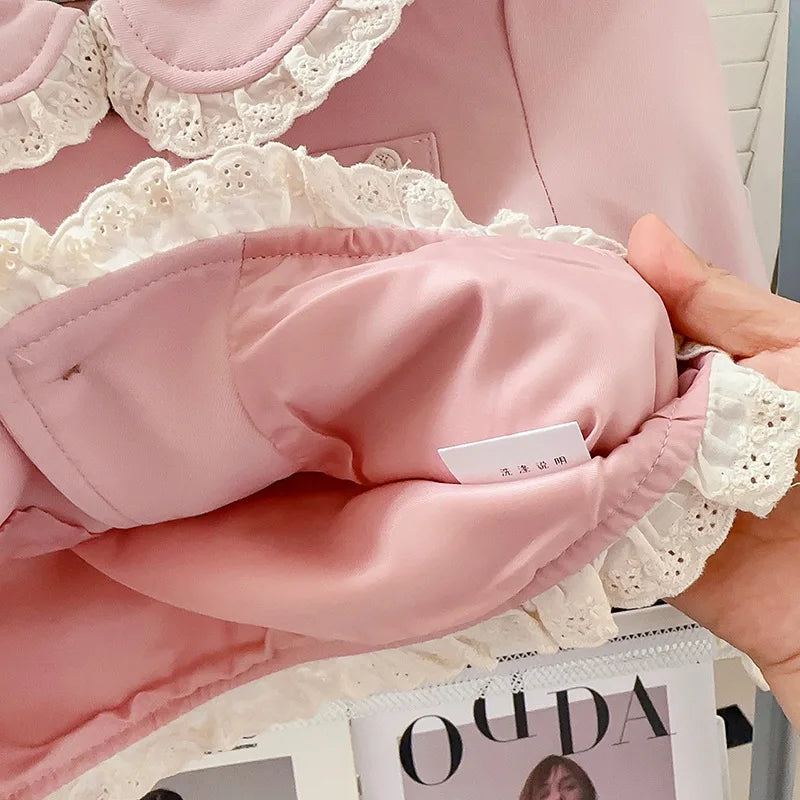 Girls Small Fragrant Wind Set Spring and Autumn New College Wind Small Fragrant Wind Top Pleated Skirt Two-piece Set