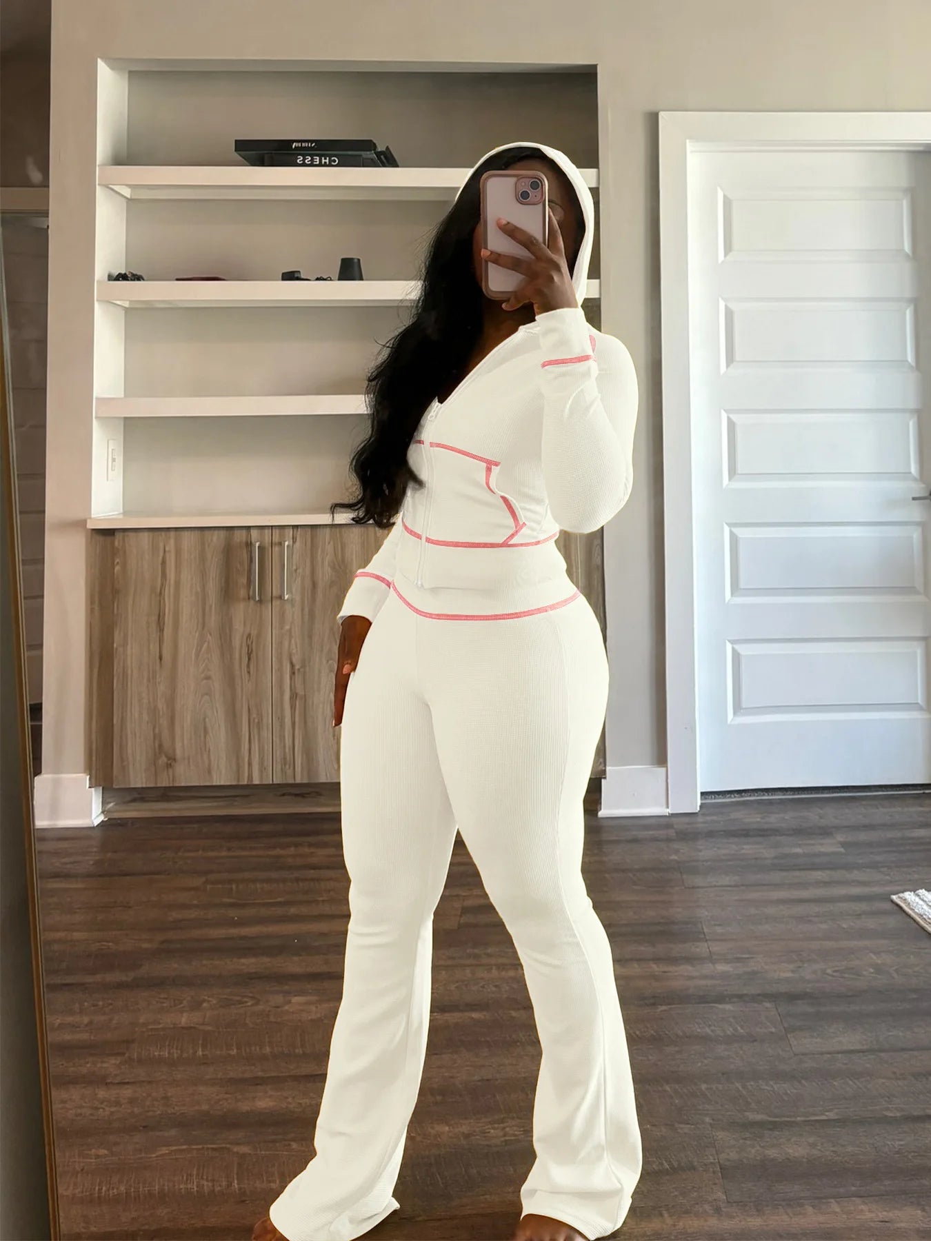 Custom Logo Fall 2024 Women Clothes Hooded and Flared Trousers Two Piece Set Women Clothing