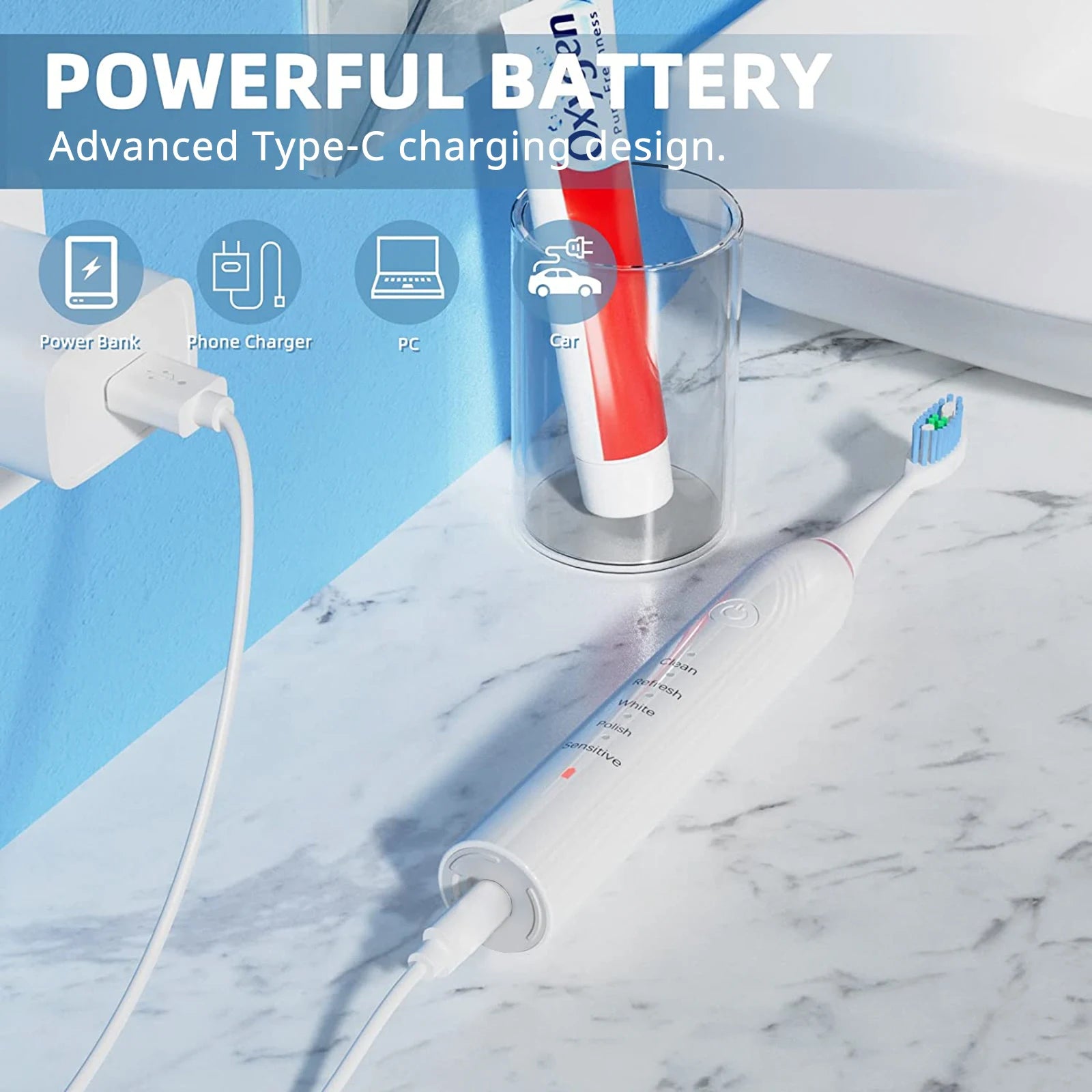 Powered Vibration Tooth Brush Soft Smart Sonic Usb Rechargeable Waterproof Vibrating Electric Toothbrush