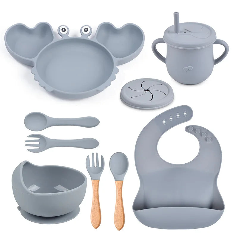 BPA Free New Born Gift Products Baby Feeding Set for Kids Silicone Dinnerware Sets for Toddler