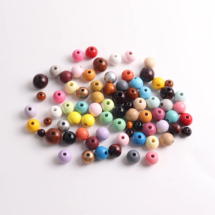 Fast Shipping New Born Baby Toys Chewable 10mm/12mm/16mm /20mm Chinese Wood Baby Toy Custom Colorful Jewelry Beaded