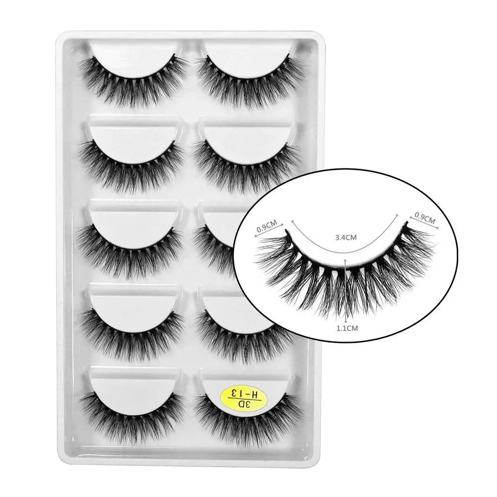 New Full 5 Pairs One Box 3D Mink Hair False Eyelashes Natural Thick Long Eye Lashes Wispy Makeup Beauty Extension Tools H13