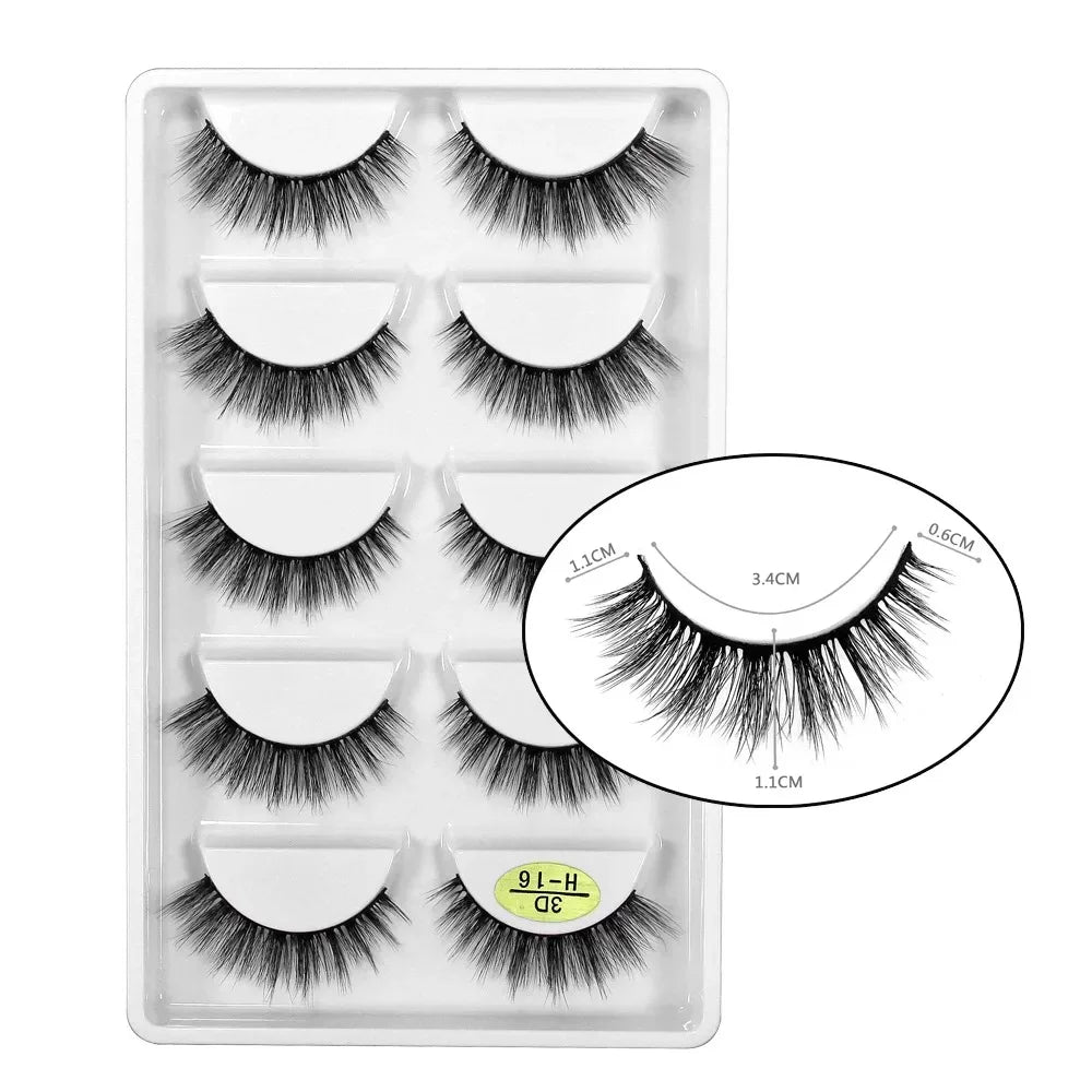 New Full 5 Pairs One Box 3D Mink Hair False Eyelashes Natural Thick Long Eye Lashes Wispy Makeup Beauty Extension Tools H13