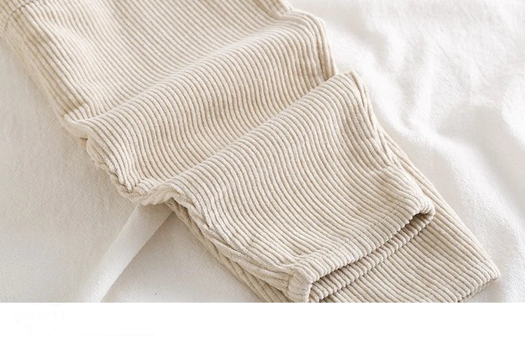 Children Beige Corduroy Pants New Born Baby Boys Girl Long Trousers Spring Jumpsuit Fashion Wear Solid Clothes Overalls for Kids