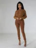 New Women's Casual Print Two-Piece Set Fall Autumn Knitting Sweater and Washed Pants for Winter
