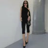 S4516570a Summer New Women's Two Piece Shorts Set Street Sleeveless Asymmetric Top Slim Lace-up Shorts Set Women Outfit
