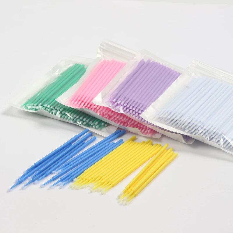 100pcs/Bag Micro Applicator Brush Disposable Eye Lashes Mascara Wands for Eyelash Extension Micro Swabs Microblading Supplies