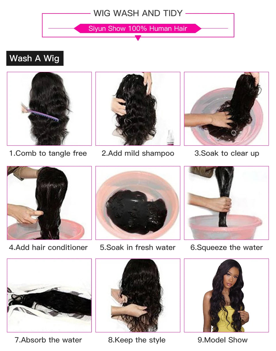 Siyun Show Loose Deep Wave Wig 30 Inch 13X6 HD Transparent Lace Frontal Wig 250 Density Lace Front Human Hair Wigs For Women