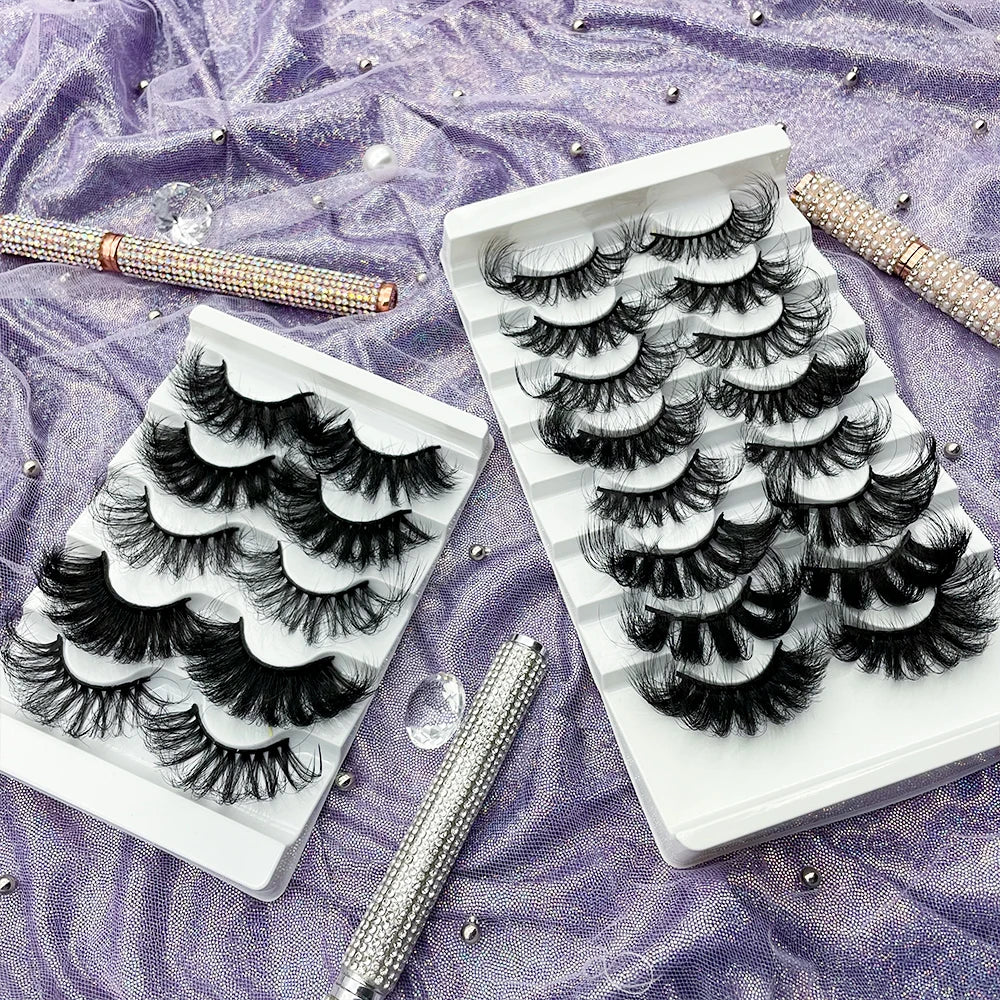 Wholesale 10 Pairs Faux Mink Eye Lashes Soft Luxury 5 Pairs 3D Faux Mink Full Strips Eyelash Bulk Vendor