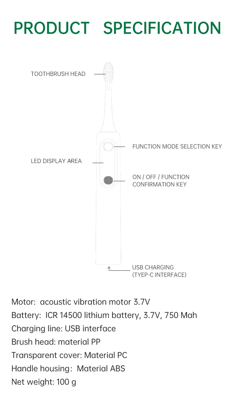 Baolijie SN-P1Manufacturer Private Logo Automatic Electrical Smart Dupont Portable Travel Tooth Brush Electric Toothbrush