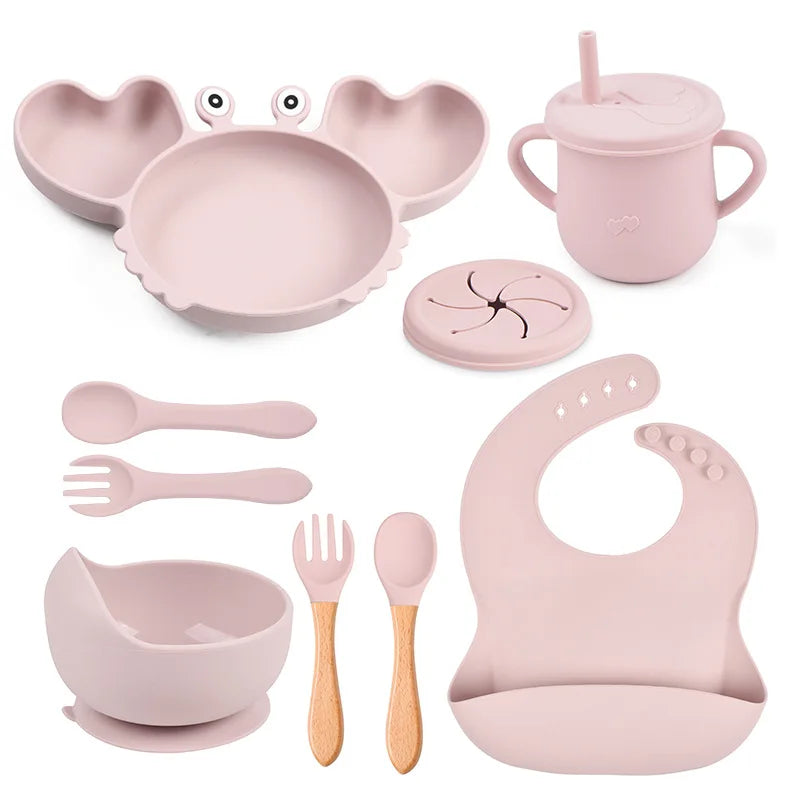 BPA Free New Born Gift Products Baby Feeding Set for Kids Silicone Dinnerware Sets for Toddler