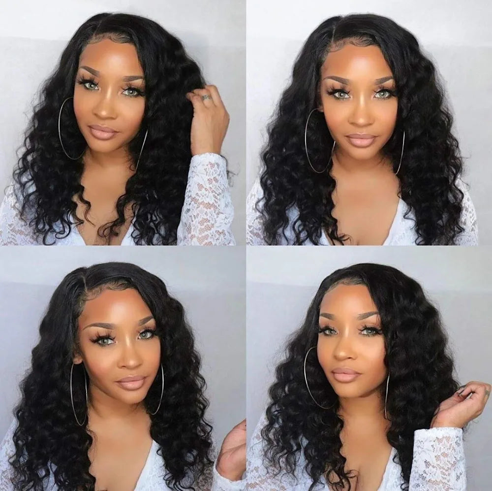 40" Loose Deep Wave Human Hair Bundle With Closure Frontal HD Transparent Lace Closure With Bundle Human Hair Weave Bundles Deal
