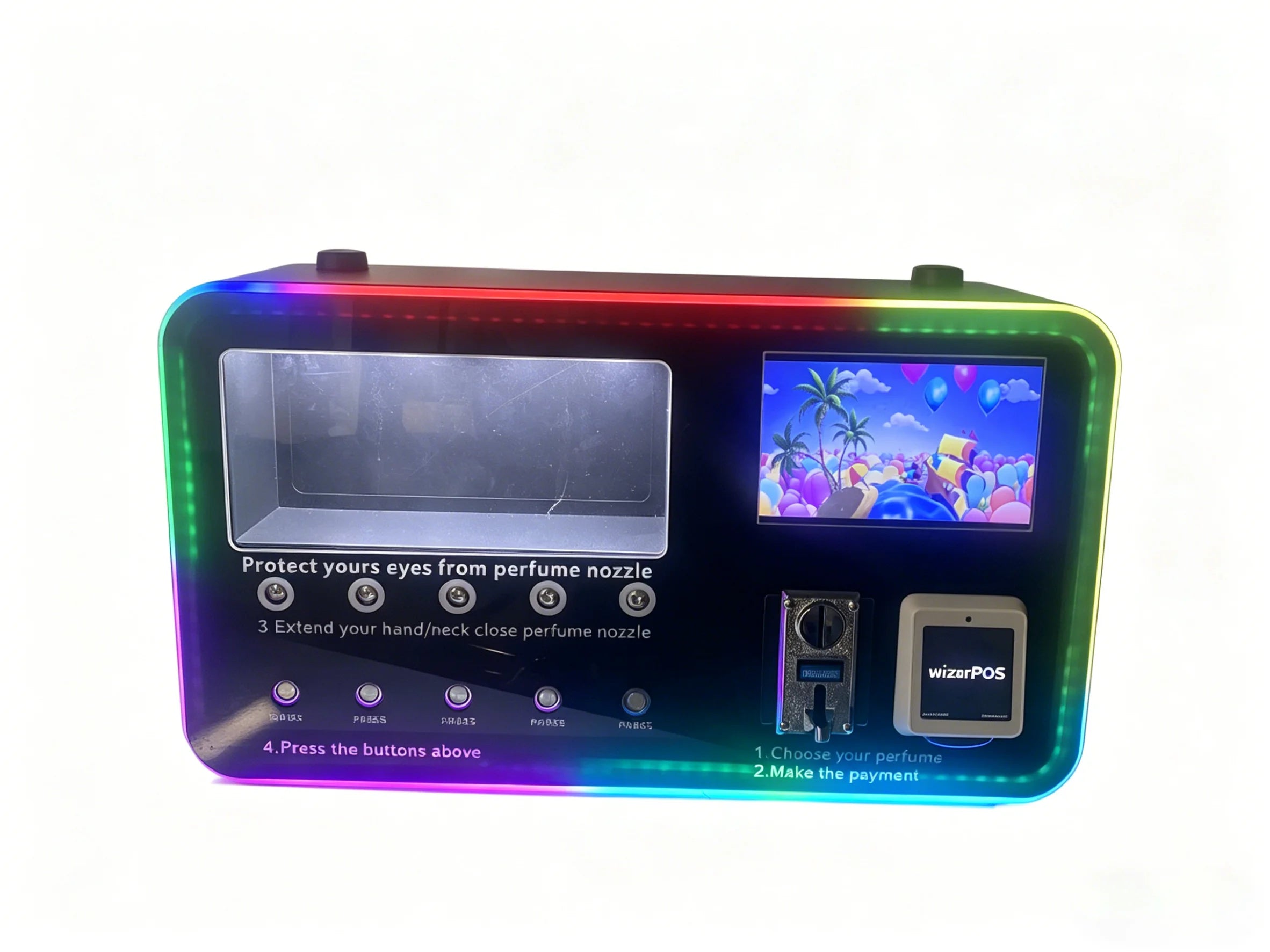 Professional Coin Operated Cologne Vending Machine with WizarPOS Card Payment Automatic Fragrance Dispenser for Cinema and Bar