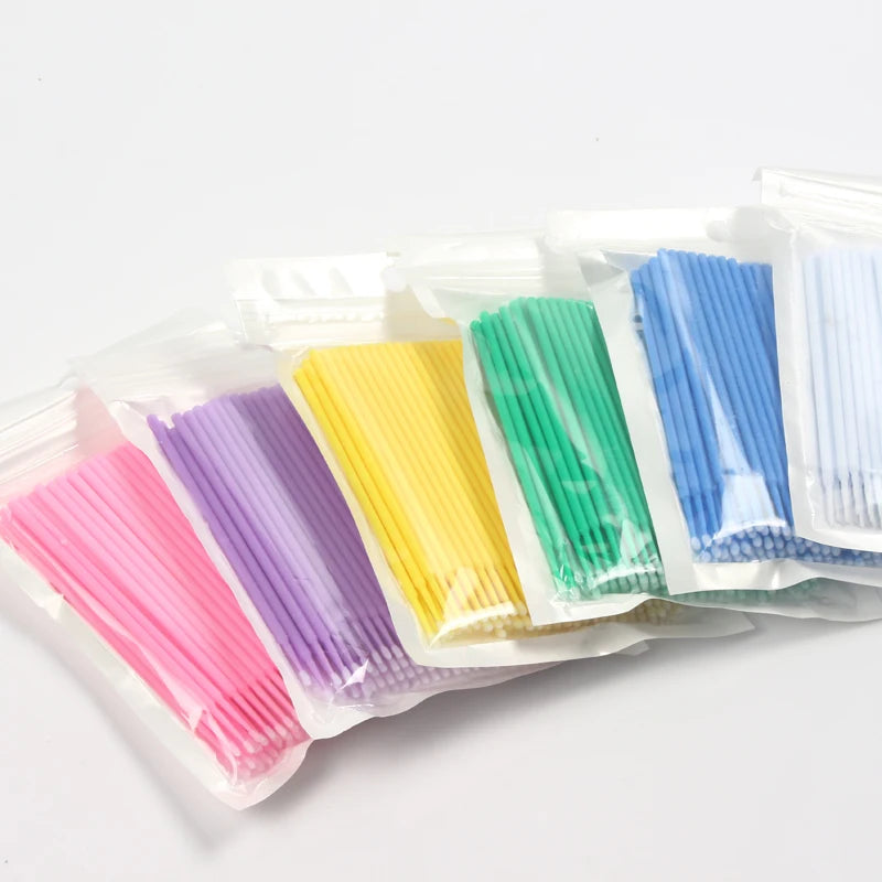 100pcs/Bag Micro Applicator Brush Disposable Eye Lashes Mascara Wands for Eyelash Extension Micro Swabs Microblading Supplies