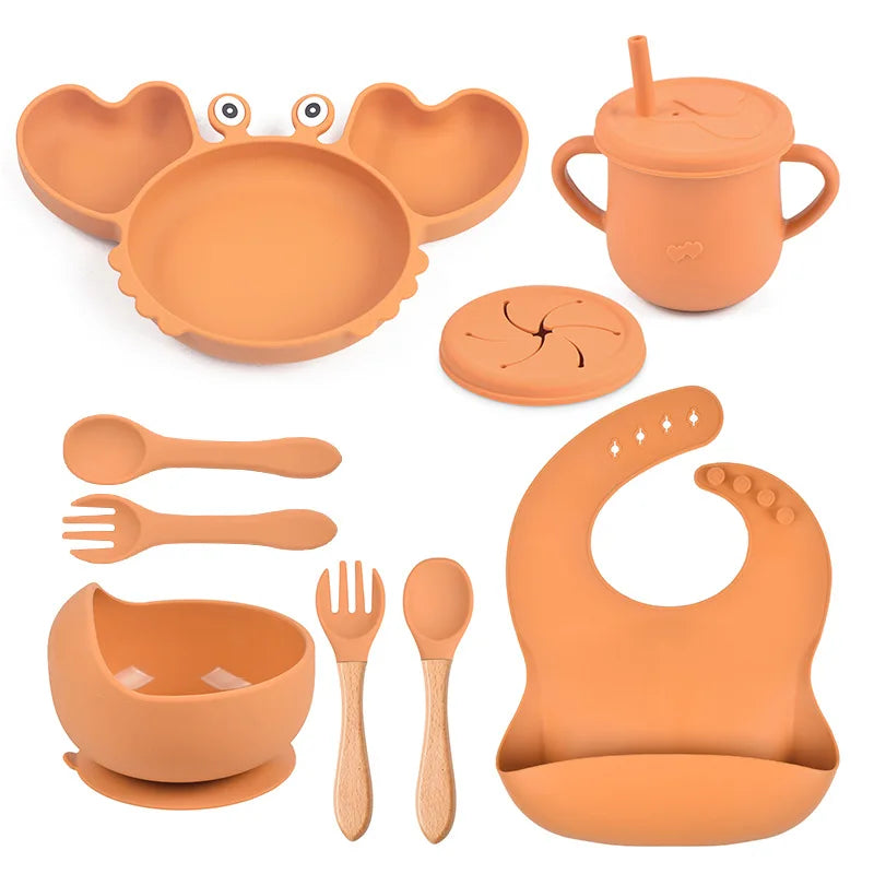 BPA Free New Born Gift Products Baby Feeding Set for Kids Silicone Dinnerware Sets for Toddler