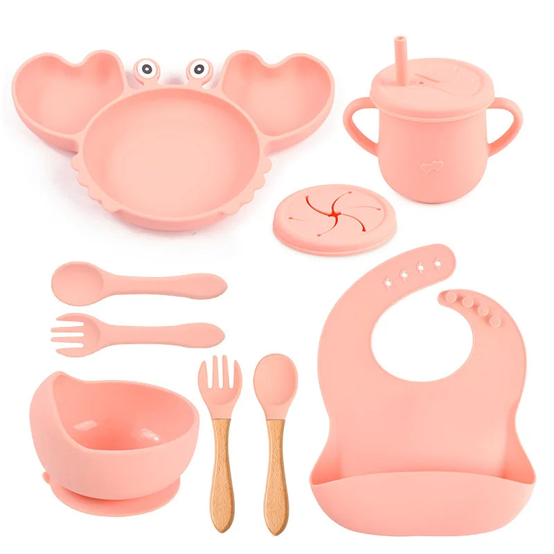 BPA Free New Born Gift Products Baby Feeding Set for Kids Silicone Dinnerware Sets for Toddler
