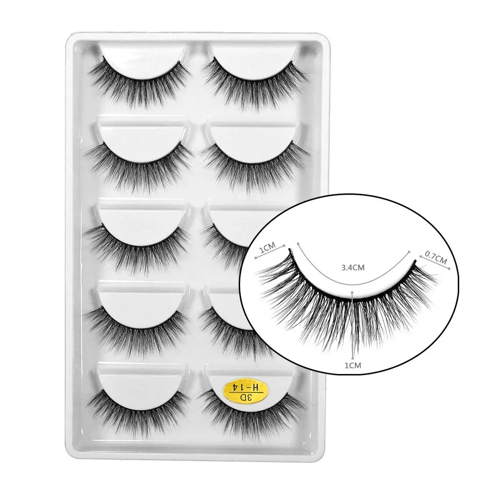 New Full 5 Pairs One Box 3D Mink Hair False Eyelashes Natural Thick Long Eye Lashes Wispy Makeup Beauty Extension Tools H13