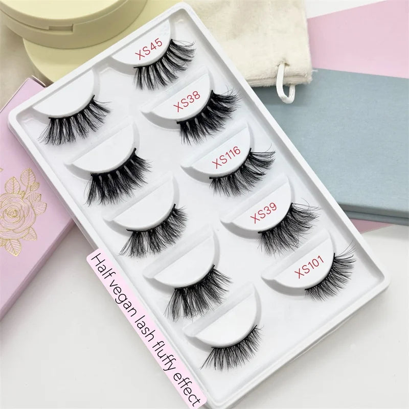 Professional Custom 5-Pair Half  Lash Books for Cat Eye Lashes High Quality Silk Corner Lashes Handmade Custom Logo