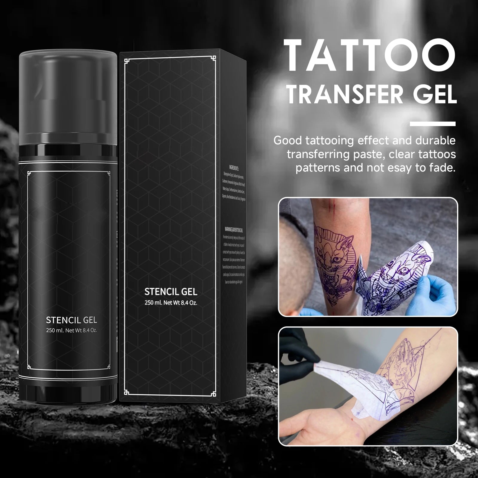 120ML/250ml Combo Pack Black Cologne Scent Professional Tattoo Gel Tattoo Artist Transfer Cream