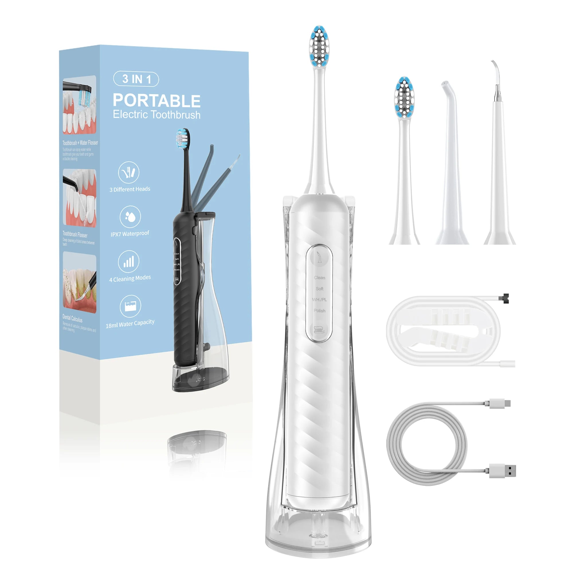Portable Oral Care 3 in 1 Electric Toothbrush Water Flosser  With Water Tank Tooth Brush
