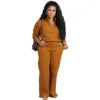 Fall Outfits for Women 2024 Solid Color Loose Zipper Drawstring Pants Sports Two Piece Pant Set