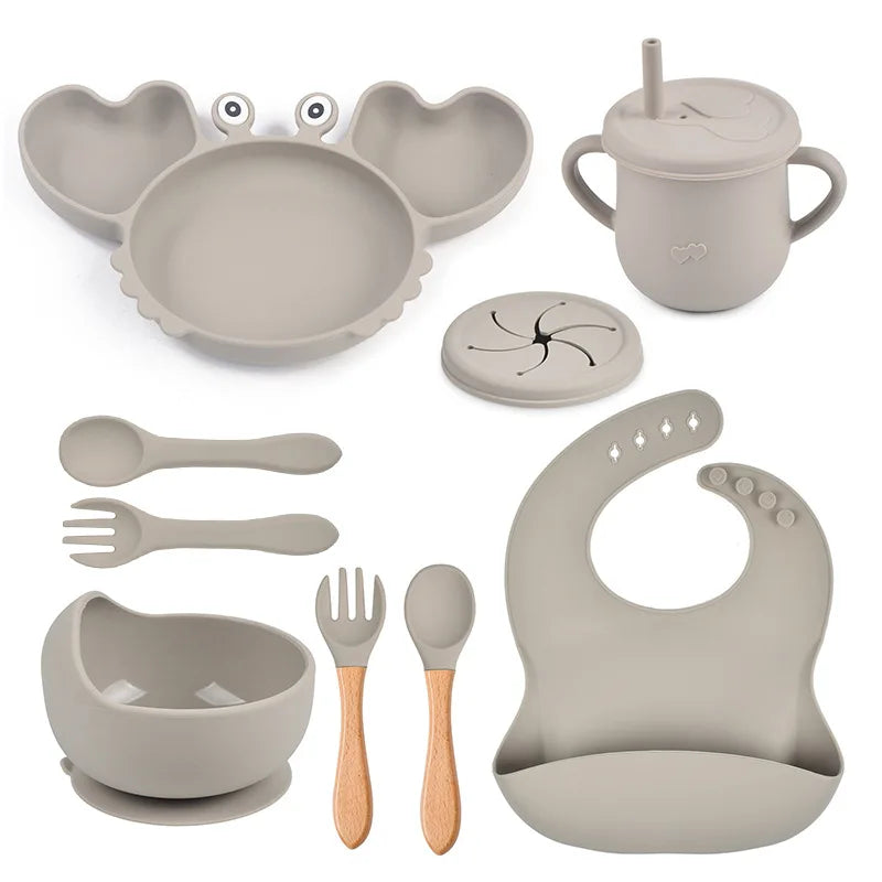 BPA Free New Born Gift Products Baby Feeding Set for Kids Silicone Dinnerware Sets for Toddler