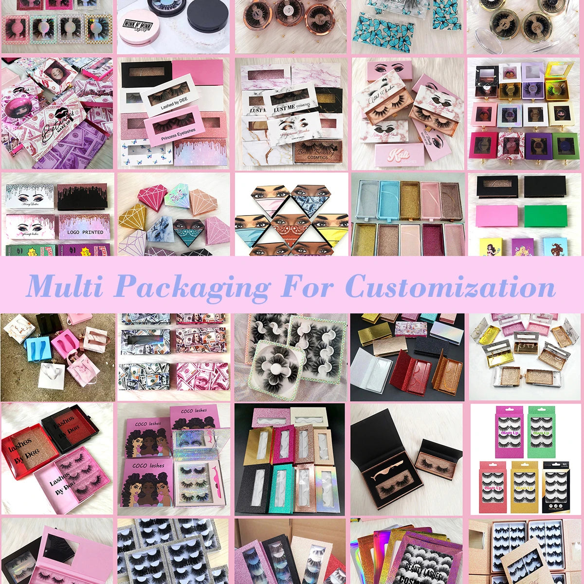 Package Box Custom Mink Eyelashes Private Label Natural False Full Strip Eyelashes Supplier 3D Mink Eye Lashes Wholesale