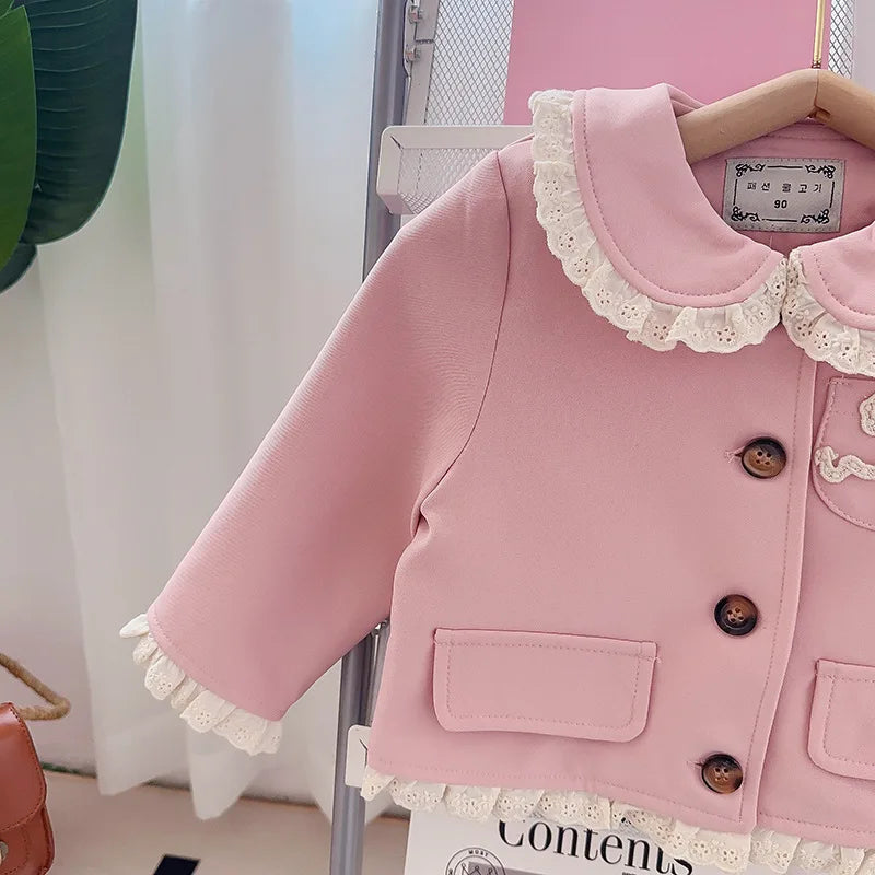 Girls Small Fragrant Wind Set Spring and Autumn New College Wind Small Fragrant Wind Top Pleated Skirt Two-piece Set