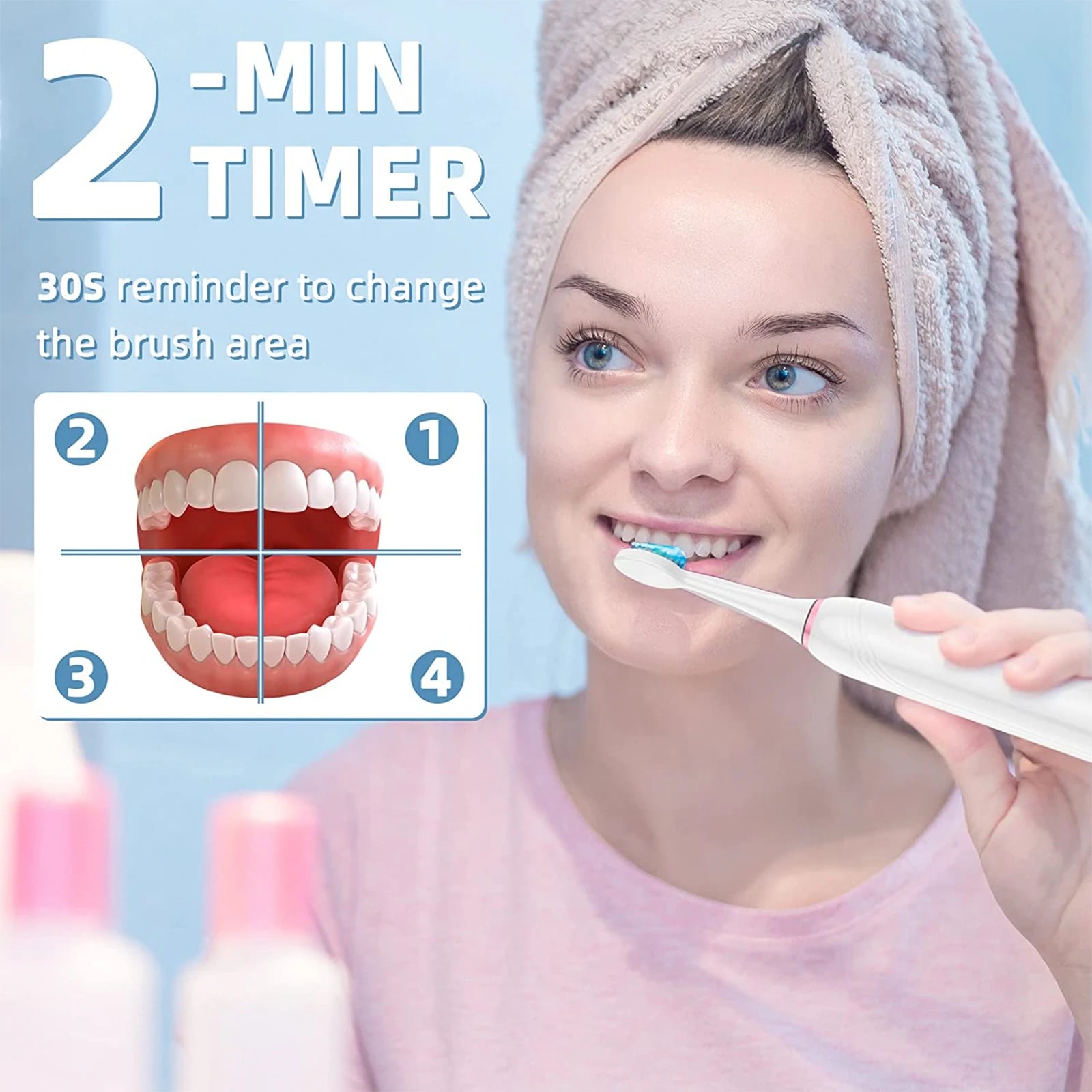 Powered Vibration Tooth Brush Soft Smart Sonic Usb Rechargeable Waterproof Vibrating Electric Toothbrush