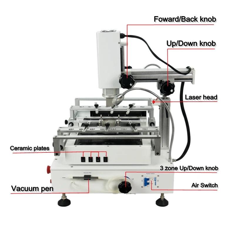 Hot Air Solder Station 3 Zones Soldering Machine Honton R490 BGA Rework Station R690 V.3 Touch Screen for Mainboard Chips Repair