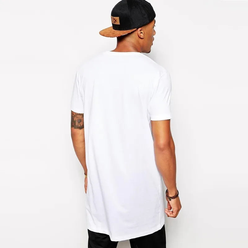 2026 Brand New Clothing Mens Black Mens Long T shirt Tops Hip Hop Man T-shirt Short Sleeve Casual Men Tee shirts For Male