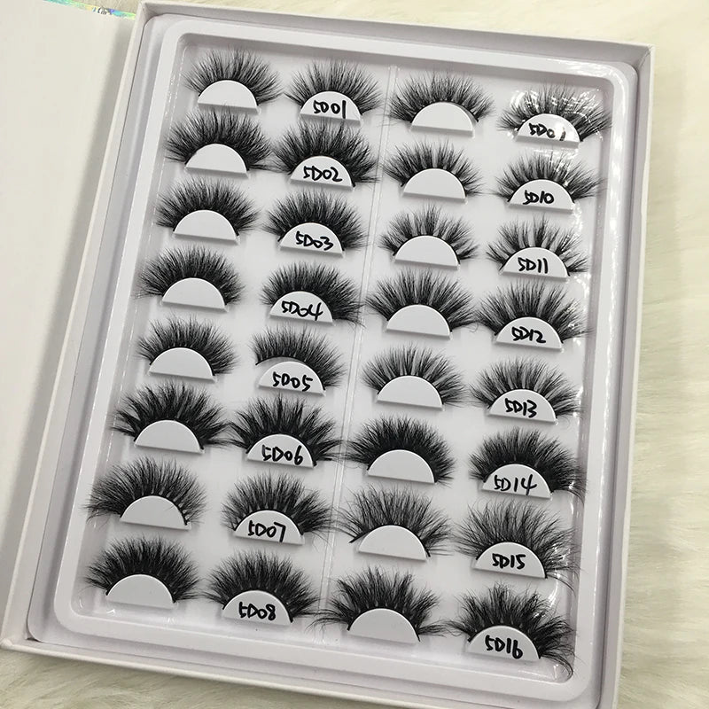 FDshine 2024 New Custom Packaging 16 Pairs Mink Eye Lashes With Lashes Book 20mm 22mm