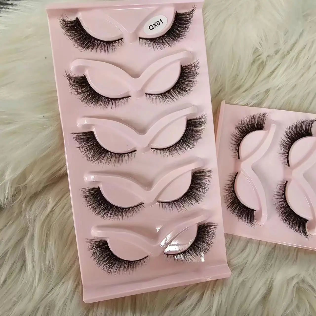 False Eyelashes Cat Eye Fox Faux Mink Lashes 8D Wispy Lashes 5 Pairs Pack Winged Cat Eye Lashes Pack